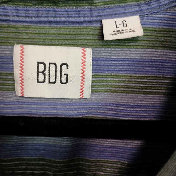 BDG Men's Corduroy Green and Blue Striped Shirt_Large - Picture 6 of 9